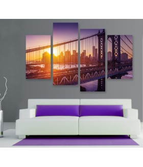 Multi-canvas 4x New York sunset